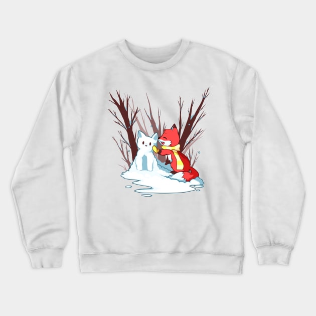 Snow Fox Crewneck Sweatshirt by Binoftrash